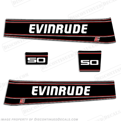 Evinrude 50hp Decal Kit - 1993 1994 1995 - Black evinrude, 50, 50hp, outboard, motor, engine, decal, sticker, kit, set, decals, 1993 ,1994, 1995, jet_power_black