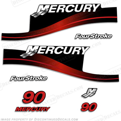 Mercury 90hp 4-Stroke Decal Kit 1999-2004 (Red) INCR10Aug2021