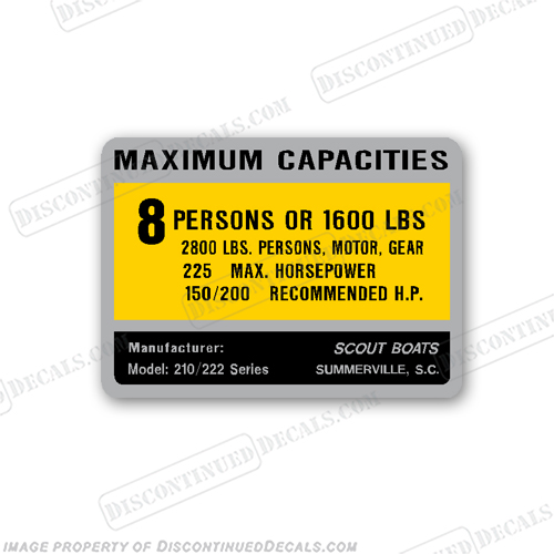Scout Bay 210/222 Decal - 8 Person Capacity Decal INCR10Aug2021