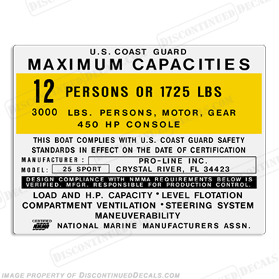 Pro-Line 25 Sport Capacity Decal - 12 Person INCR10Aug2021