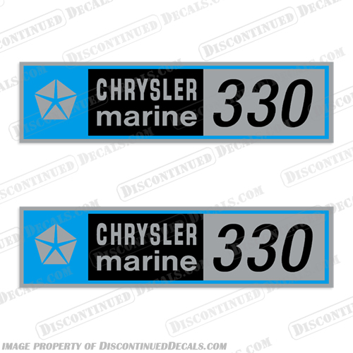 Chrysler Marine 330 Boat Engine Decals (Set of 2)  outboard, engine, gas, fuel, tank, decal, sticker, replacement, new, chrystler, chrysler, marine, 330, 330hp, boat, decals, set, of, 2,