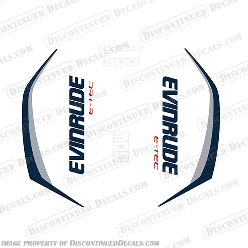 Evinrude 300hp G2 E-Tec Decal Kit (Navy/Silver) - 2014-2016  evinrude, decals, 300, hp, e-tec, 2015, g2, outboard, cowl stickers, red, stickers, kit, 2014, 2016,