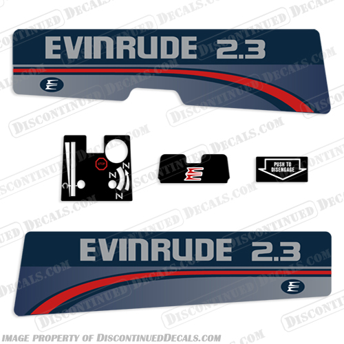Evinrude 2.3hp Decal Kit - 1995-1997  evinrude, 2.3, 23, 2, 3, hp, 1994, 1995, 1996, 1997, outboard, engine, motor, decal, sticker, kit, set, 94, 95, 96, 97
