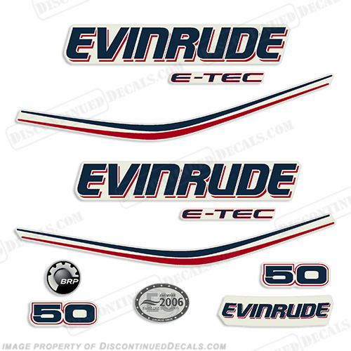 Evinrude 50hp E-Tec Decal Kit INCR10Aug2021