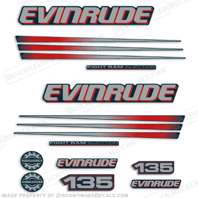 Evinrude 135hp Bombardier Decal Kit - Blue Cowl INCR10Aug2021