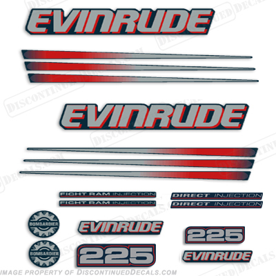 Evinrude 225hp Bombardier Decal Kit - Blue Cowl INCR10Aug2021