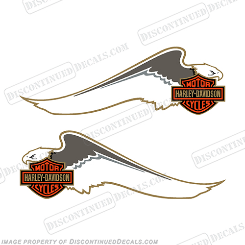 Harley-Davidson Fuel Tank Motorcycle Decals (Set of 2) - 1985 Eagle Wing harley, harley davidson, harleydavidson, scroll, eighty five. eagle, wing, 85, 85, 1985, 1986, INCR10Aug2021