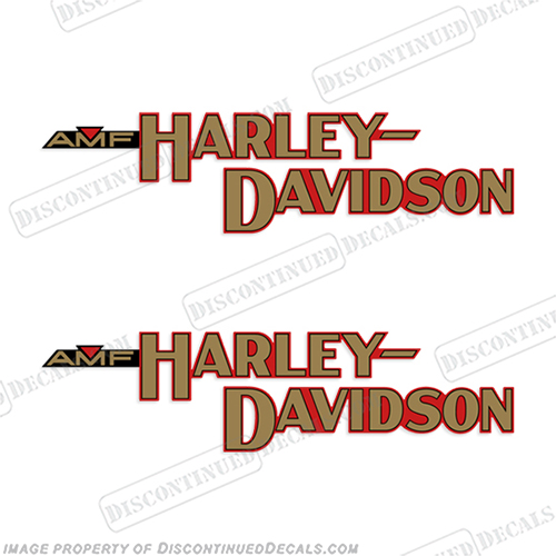 Harley-Davidson Fuel Tank Motorcycle Decals (Set of 2) - AMF FX 1980 Harley-Davidson, fx, amf, Decals,  red, (Set of 2), 14471, Harley, Davidson, Harley Davidson, soft, tail, 1980, 1979, 1981, softtail, soft-tail, softail, harley-davidson, Fuel, Tank, Decal, INCR10Aug2021