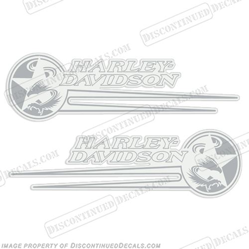 Harley Davidson Softail Gas Tank Decals -Silver (Set of 2) 1992-1993  harley, harley davidson, harleydavidson, fuel, 92, 93, 92, 92, 93, 93, 1992, 1993, fat, boy, soft, tail, softtail, INCR10Aug2021