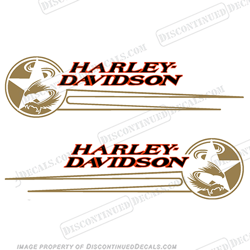 Harley Davidson Softail Gas Tank Decals -Gold/Orange (Set of 2) 1992-1993 harley, harley davidson, harleydavidson, fuel, 92, 93, 92', '92, 93', '93, 1992, 1993, fat, boy, soft, tail, softtail,INCR10Aug2021 