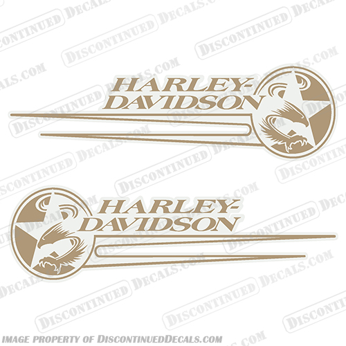 Harley Davidson Softail Gas Tank Decals -Gold Style 2 (Set of 2) 1992-1993   harley, harley davidson, harleydavidson, fuel, 92, 93, 92', '92, 93', '93, 1992, 1993, fat, boy, soft, tail, softtail, style, 2, gold, fatboy, 
