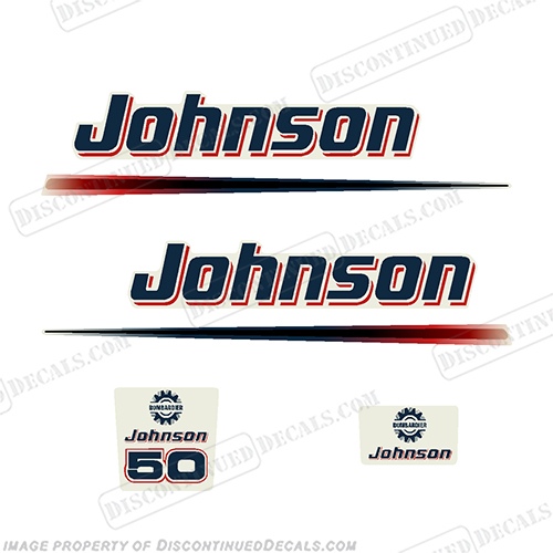 Johnson 50hp Decals 2002 - 2006  50, 2003, 2004, 2005, outboard, engine, decal, kit, set, INCR10Aug2021