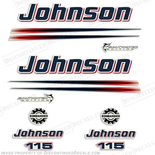 Johnson 115hp Saltwater Decals (White Cowl) 2002 2003 2004 2004 2005 2006 INCR10Aug2021