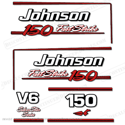 Johnson 150hp V6 FastStrike Silver Star Series Decals - 1991 - 1996 Fast Strike, 150, silverstar, silverstarseries, silverstar series, fast, strike, faststrike, 150hp, 150 hp, early, 90s, 90's, 