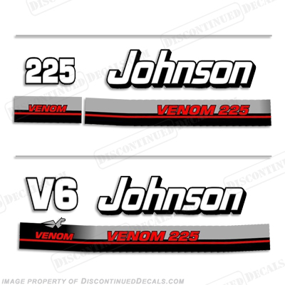 Johnson 225hp V6 Venom Decals - 1995 - 1996 INCR10Aug2021