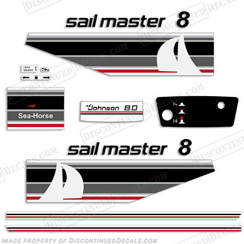 Johnson 8hp "Sail Master" Decals - 1982 8, 8 hp, sail-master, sailmaster, INCR10Aug2021