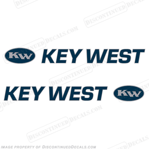 Key West Boat Decals 2-Color! (Set of 2) - Blue/Silver boat, logo, decal, bay, key, west, INCR10Aug2021