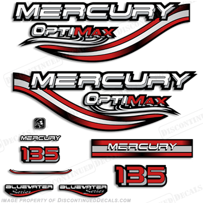 Mercury 135hp Optimax Decals - 1999 (Red) INCR10Aug2021