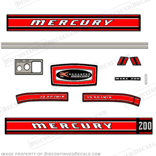 Mercury 1968 20HP Outboard Engine Decals INCR10Aug2021
