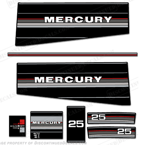 Mercury 1987 25HP Outboard Engine Decals INCR10Aug2021
