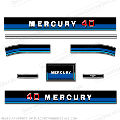 Mercury 1983 40HP Outboard Engine Decals INCR10Aug2021