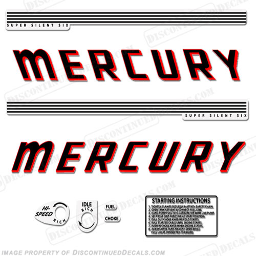 Mercury 1960 60hp Outboard Engine Decals 