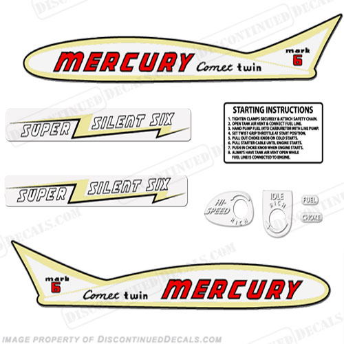 Mercury 1955 6HP Outboard Engine Decals INCR10Aug2021