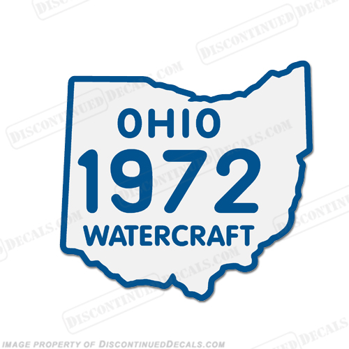 Vintage Ohio 1972 Watercraft Registration Decal INCR10Aug2021