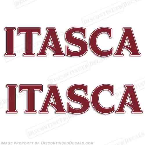 Itasca RV Decals (Set of 2) - Maroon rv, motorhome, coach, carriage, fifthwheel, fifth, wheel, caravan, recreational, vehicle, itasca, INCR10Aug2021