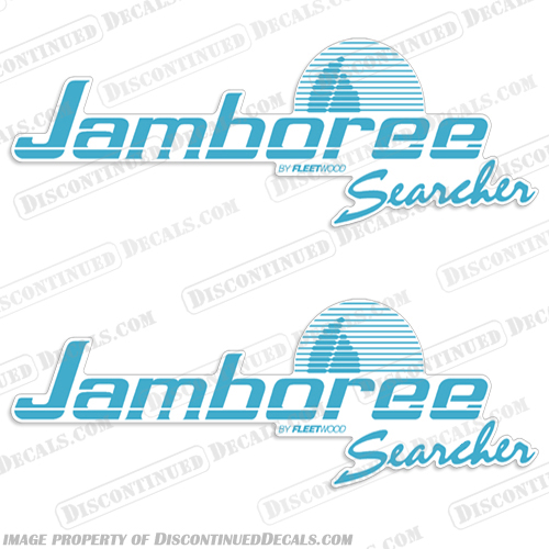 Jamboree Searcher by Fleetwood RV Logo Decals (Set of 2) - Any Color  rv, decals, fleetwood, jamboree, style, 2, 1, any, color, motorhome, camper, stickers, decal, searcher, set, of, 2, two, decal, kit, motorhome, travel, 