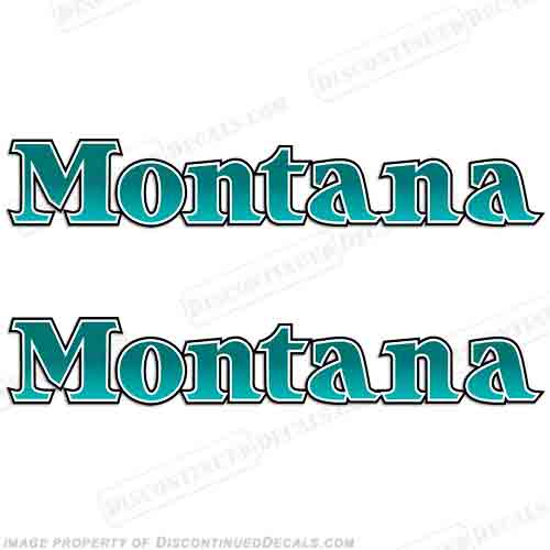 Montana Older Style Logo RV Decals (Set of 2) - Teal INCR10Aug2021