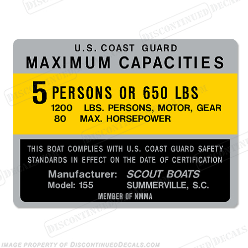 Scout 155 Capacity Decal - 5 Person INCR10Aug2021