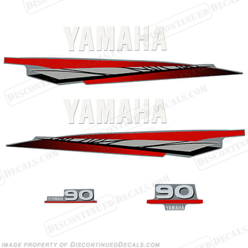 Yamaha 90hp 2-Stroke Decal Kit - 1997 - 2001 (Red/Silver) INCR10Aug2021