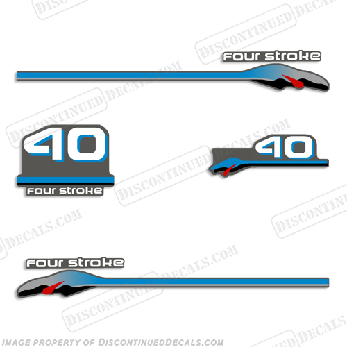 Yamaha 40hp Fourstroke Decals - 2000 Style (Partial Kit) 40, 40 hp, four stroke, four-stroke, 4stroke, 4 stroke, 4-stroke, INCR10Aug2021